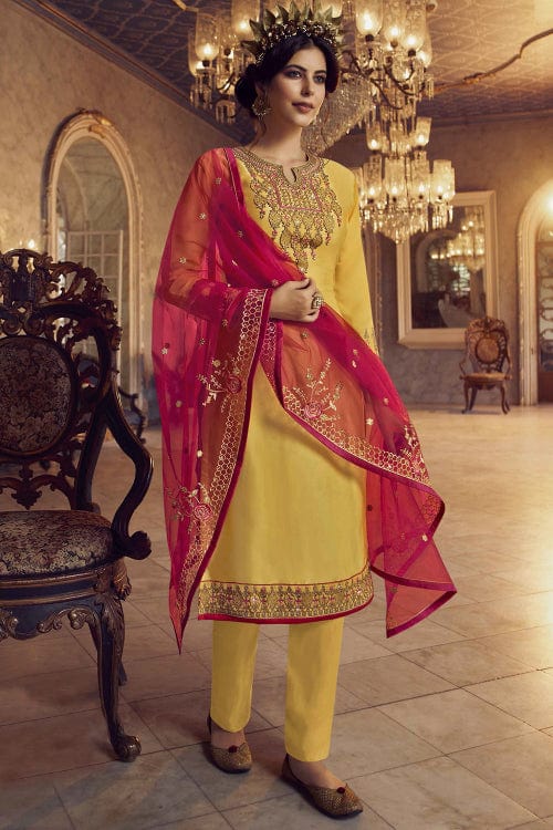 Navratri Festival Special Yellow Salwar Suit Couple Combo